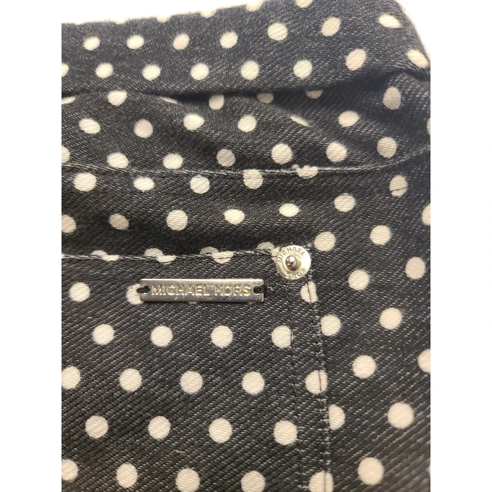 Michael‎ Kors Navy White Polka Dot Pull On Leggings Pants Women's Large Casual